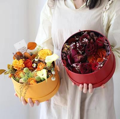 Настоящая консервированная розовая жесткая бумажная подарочная коробка круглый и квадратный цветочный ящик с лентой
